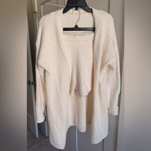 2 Piece Cream Women's Cardigan and Shorts